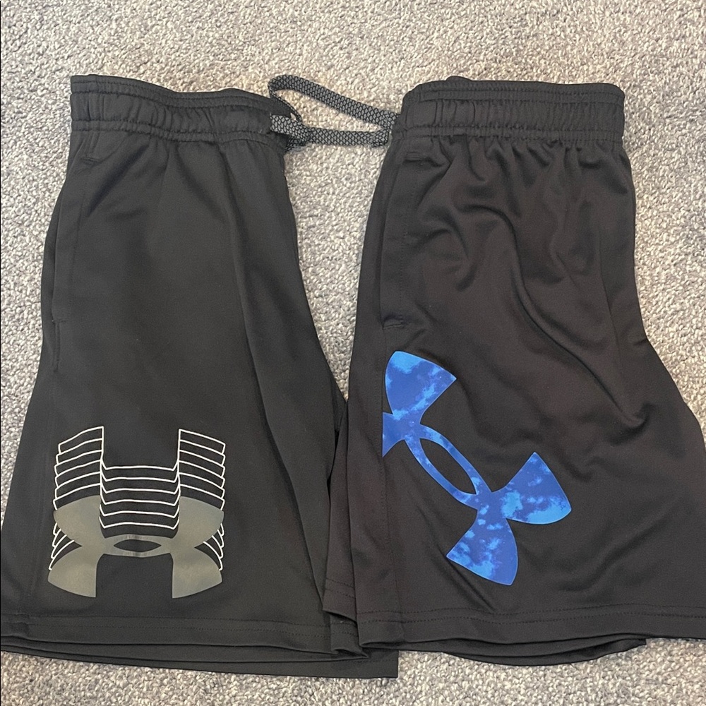 Under Armour Kids Black and Blue Athletic Shorts